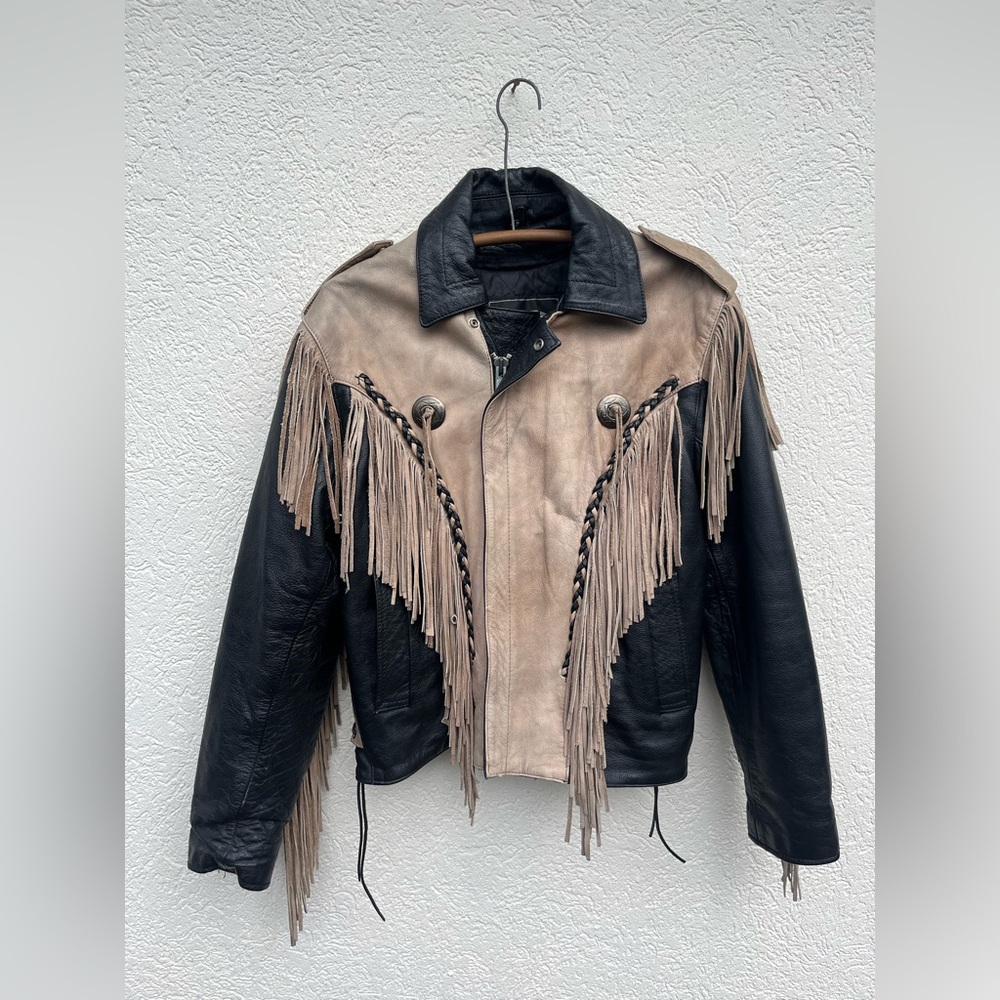 VTG UNIK leather Apparel fringed leather Jacket size 42 Men Large?